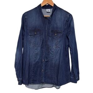 Cabi Cotton Modal Ombre Denim Women’s Button Down Top Size M